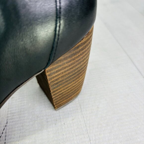 Lucky Brand JOAL Leather Ankle Block Open Toe Stacked Heels Booties Sz 10 M 41.5 - Picture 16 of 16